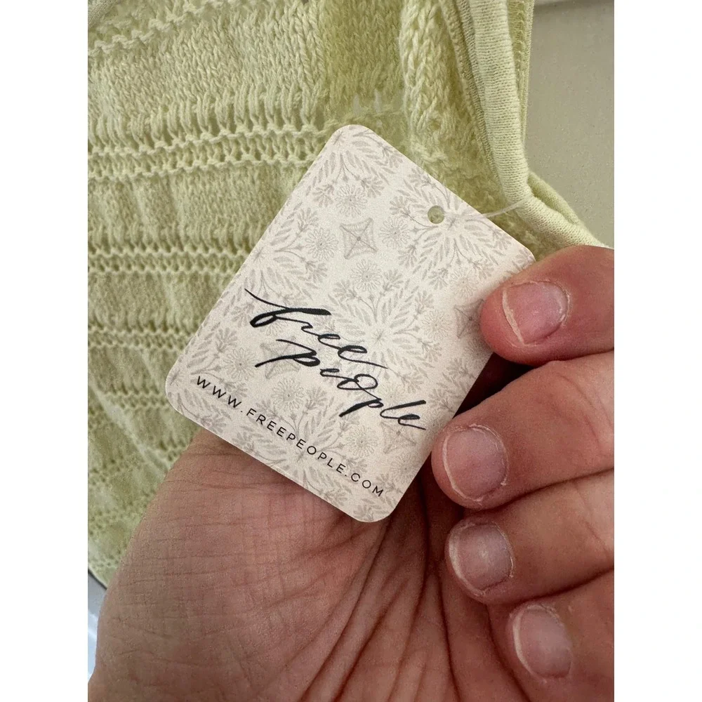 NWT Free People We the Free light green crochet knit top size xs